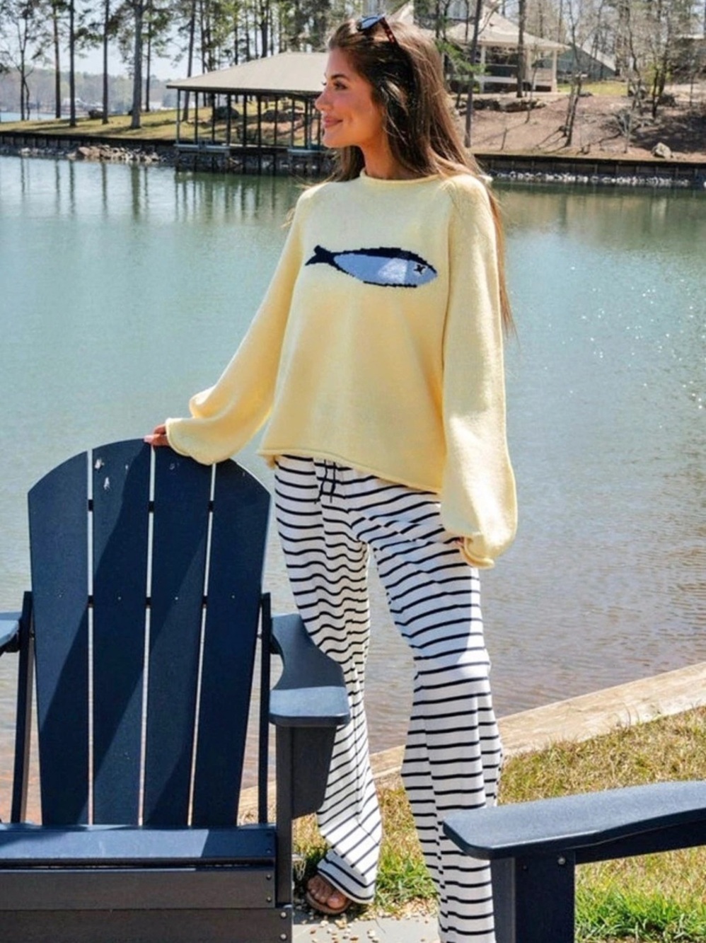 Amalfi Fish Sweater Yellow & White
